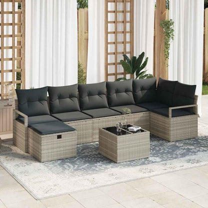 Set Divano da Giardino 8 pcs Grigio chiaro Poly Rattan - homemem39