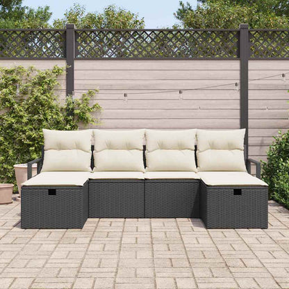 Set Divano da Giardino con cuscino 6 pcs Nero Poly Rattan - homemem39