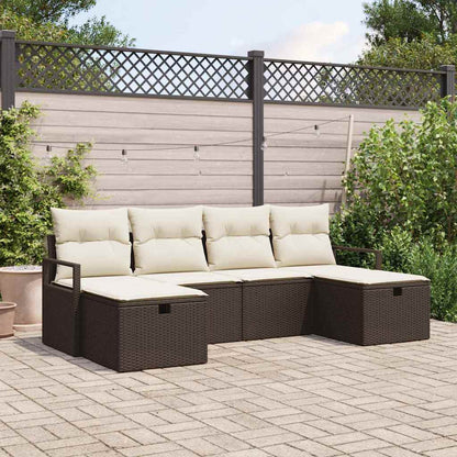 Set Divano da Giardino con cuscino 6 pcs Marrone Poly Rattan - homemem39