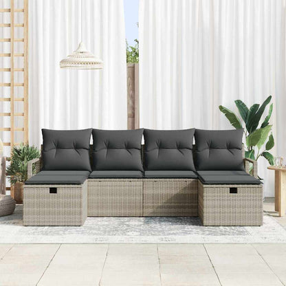 Set Divano da Giardino 6 pcs Grigio chiaro Poly Rattan - homemem39