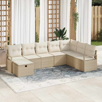 Set Divano da Giardino 8 pcs Beige Poly Rattan - homemem39