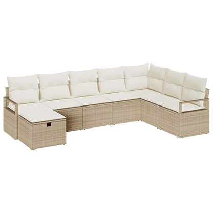 Set Divano da Giardino 8 pcs Beige Poly Rattan - homemem39