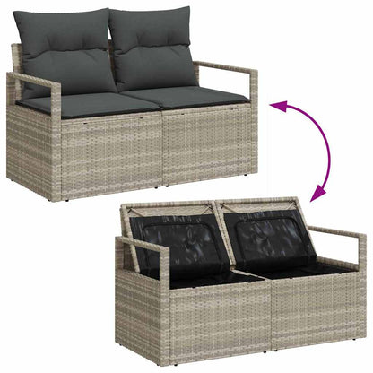 Set Divano da Giardino 8 pcs Grigio chiaro Poly Rattan - homemem39