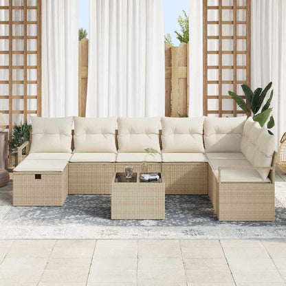 Set Divano da Giardino 9 pcs Beige Poly Rattan - homemem39