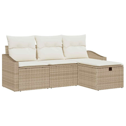 Set Divano da Giardino con cuscino 4 pcs Beige Poly Rattan - homemem39