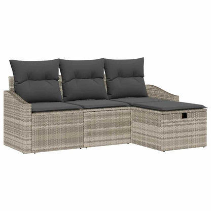 Set Divano da Giardino 4 pcs Grigio chiaro Poly Rattan - homemem39