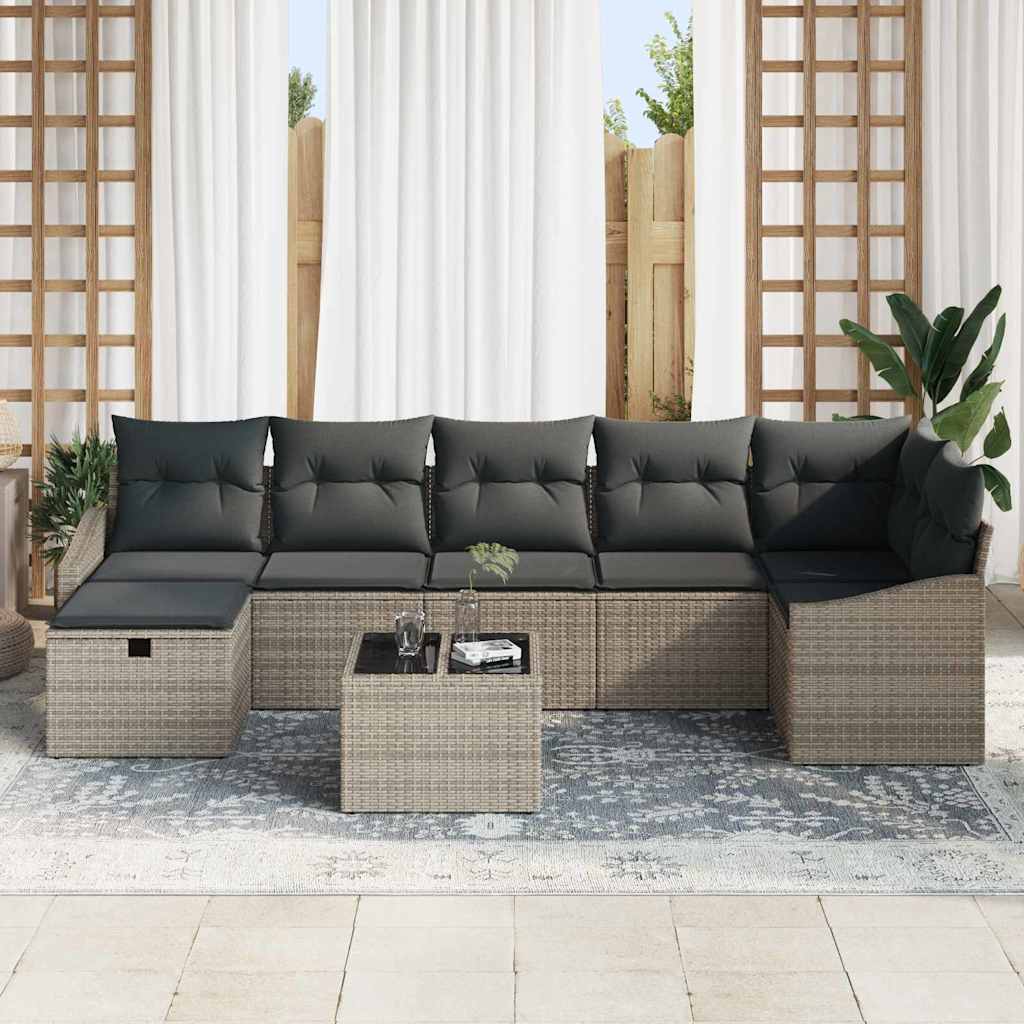 Set Divano da Giardino 8 pcs Grigio 55 x 62 x 69 cm Poly Rattan