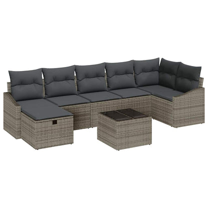 Set Divano da Giardino 8 pcs Grigio 55 x 62 x 69 cm Poly Rattan