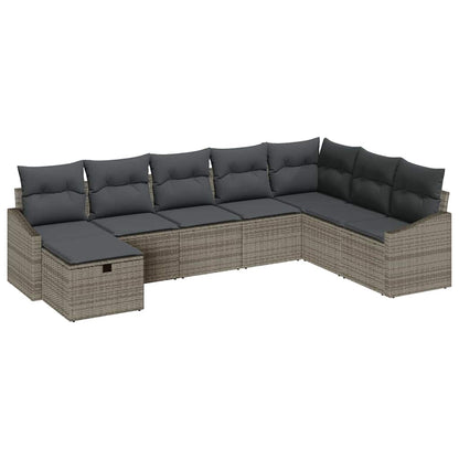 Set Divano da Giardino 8 pcs Grigio 55 x 62 x 69 cm Poly Rattan