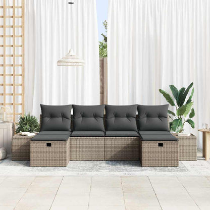 Set Divano da Giardino con cuscino 6 pcs Grigio polyrattan | homemem39