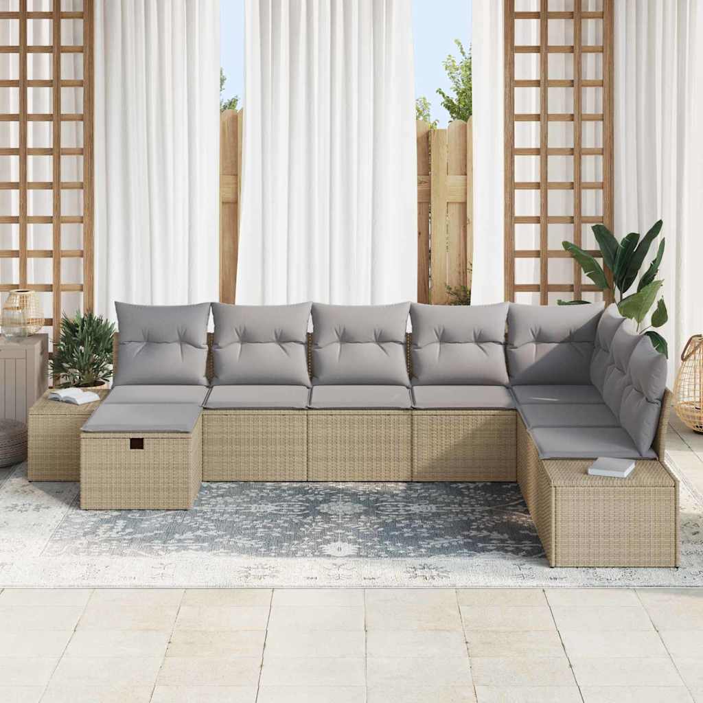 Set Divano da Giardino 8 pz Beige polyrattan | homemem39