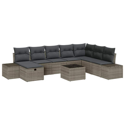 Set Divano da Giardino 9 pz Grigio polyrattan | homemem39