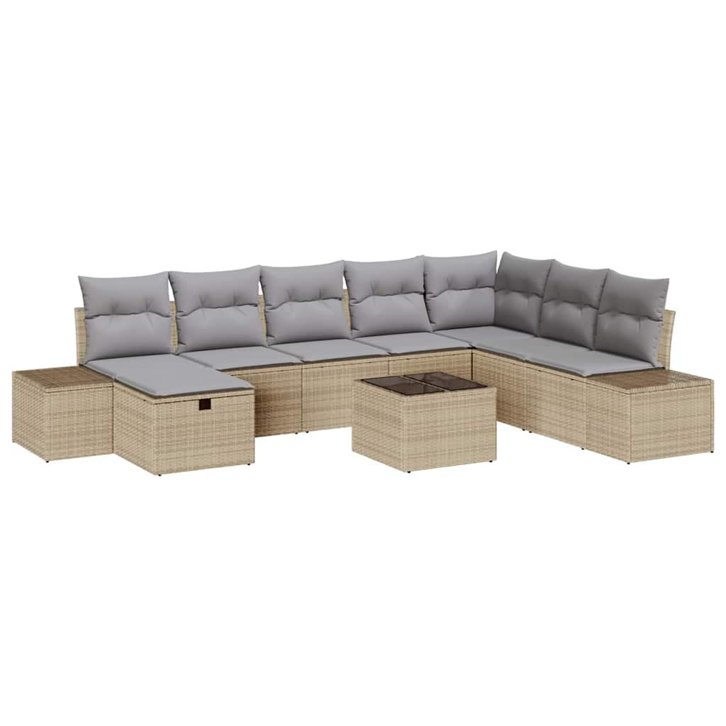 Set Divano da Giardino 9 pz Beige polyrattan | homemem39