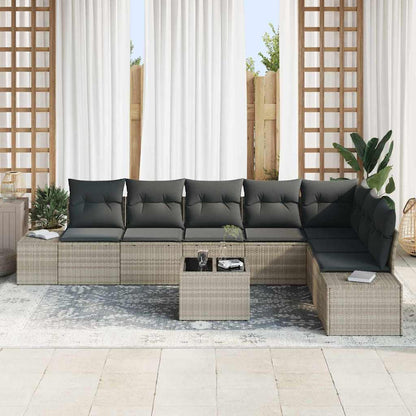 Set Divano da Giardino 9 pz Grigio chiaro polyrattan | homemem39