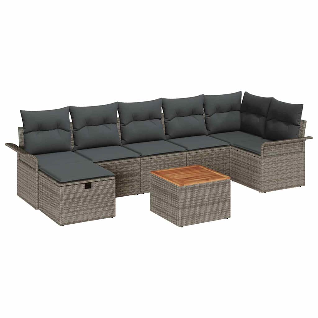 Set Divano da Giardino 8 pz Grigio Poly Rattan | homemem39