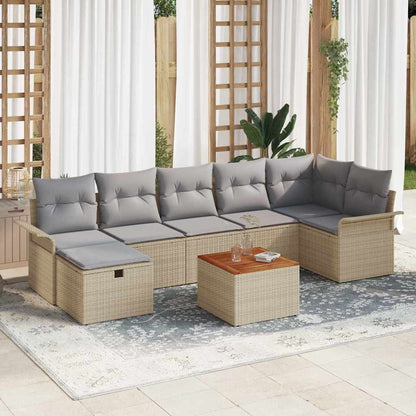 Set Divano da Giardino con cuscino 8 pcs Beige Poly Rattan | homemem39