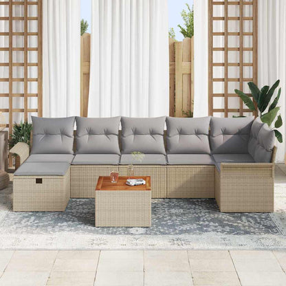 Set Divano da Giardino con cuscino 8 pcs Beige Poly Rattan | homemem39
