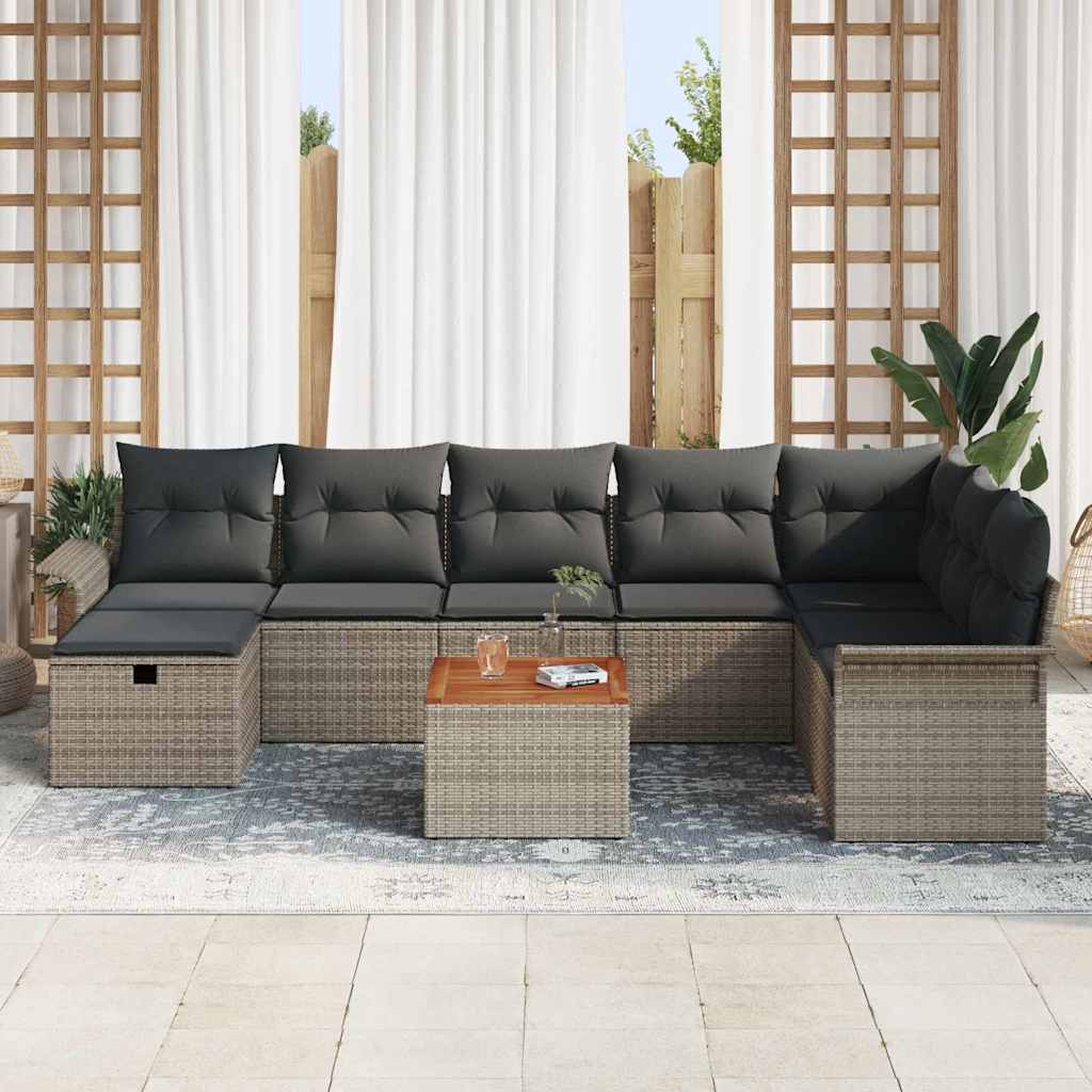 Set Divano da Giardino 9 pz Grigio Poly Rattan | homemem39