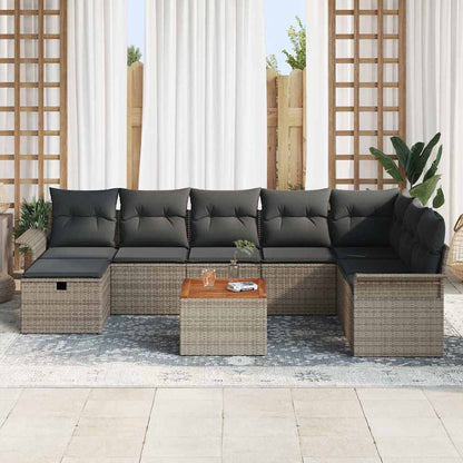 Set Divano da Giardino 9 pz Grigio Poly Rattan | homemem39