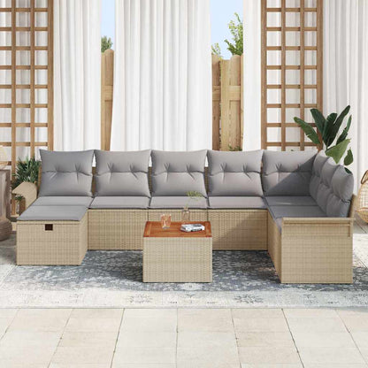 Set Divano da Giardino con cuscino 9 pcs Beige Poly Rattan | homemem39