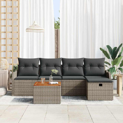 Set Divano da Giardino 6 pz Grigio Poly Rattan | homemem39