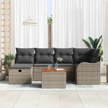 Set Divano da Giardino 7 pz Grigio Poly Rattan | homemem39
