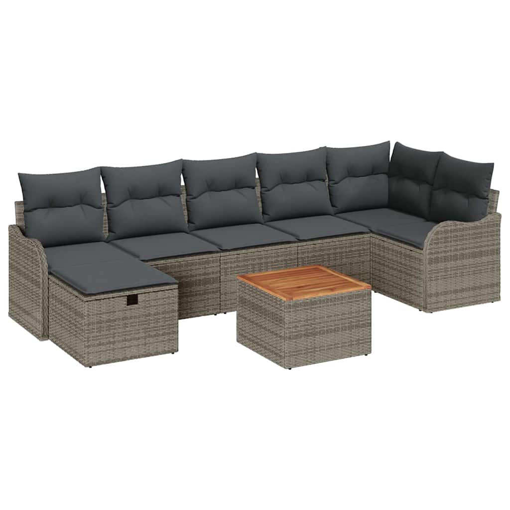 Set Divano da Giardino 8 pz Grigio Poly Rattan | homemem39