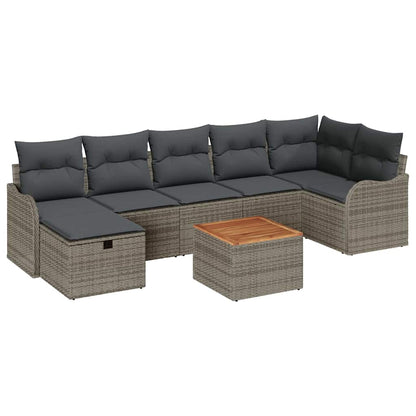 Set Divano da Giardino 8 pz Grigio Poly Rattan | homemem39