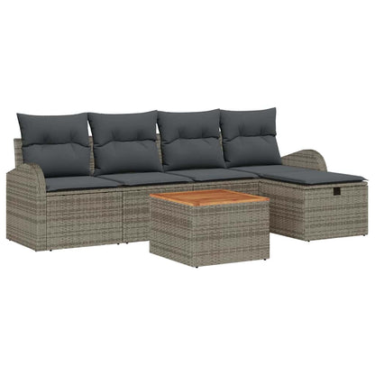 Set Divano da Giardino 6 pz Grigio Poly Rattan | homemem39