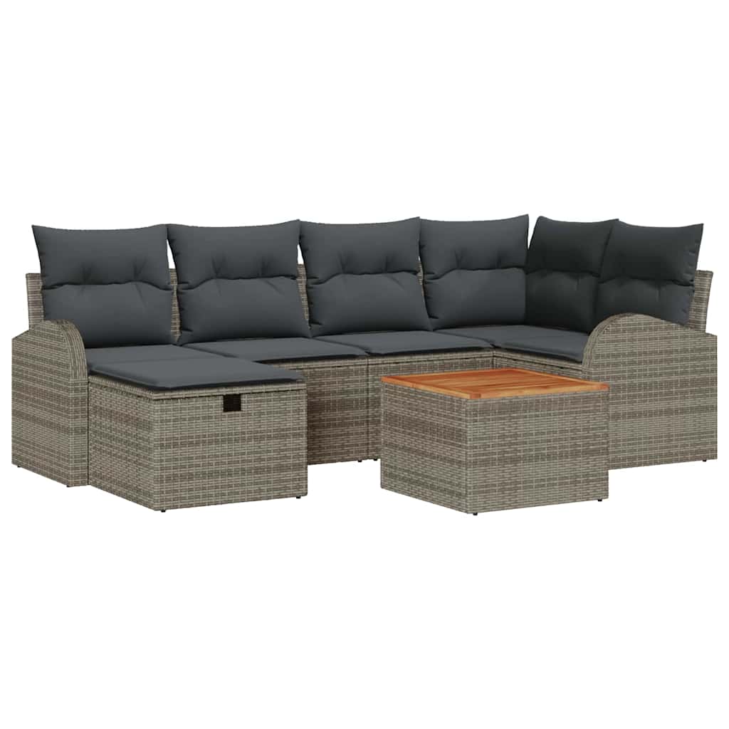 Set Divano da Giardino 7 pz Grigio Poly Rattan | homemem39
