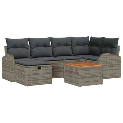 Set Divano da Giardino 7 pz Grigio Poly Rattan | homemem39