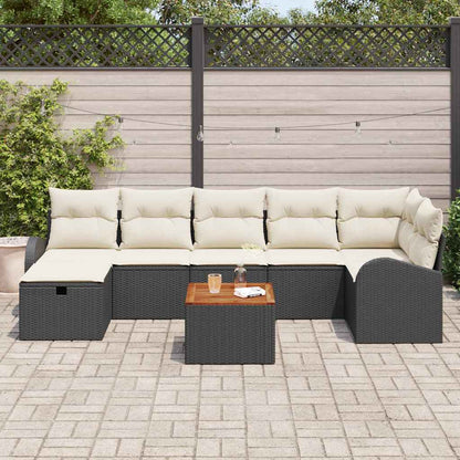 Set Divano da Giardino con cuscino 8 pcs Nero Poly Rattan - homemem39
