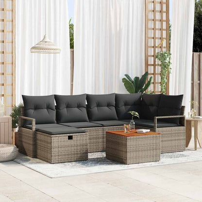 Set Divano da Giardino 7 pz Grigio Poly Rattan | homemem39