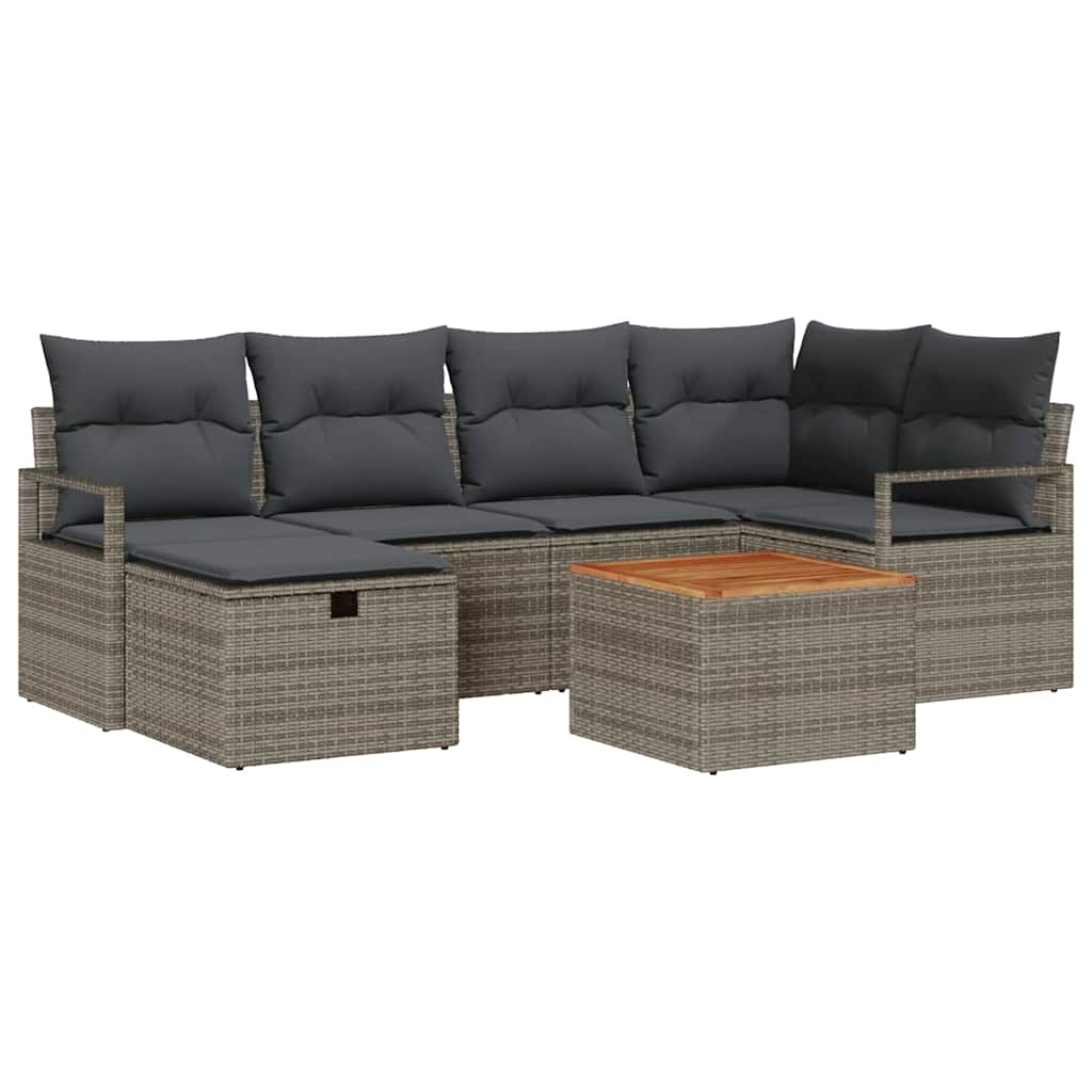 Set Divano da Giardino 7 pz Grigio Poly Rattan | homemem39