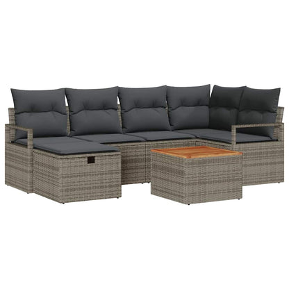 Set Divano da Giardino 7 pz Grigio Poly Rattan | homemem39