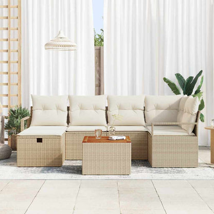 Set Divano da Giardino con cuscino 7 pcs Beige Poly Rattan - homemem39