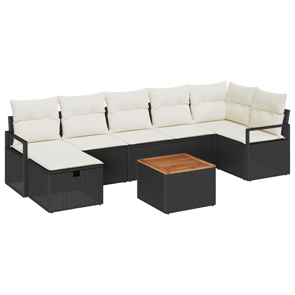 Set Divano da Giardino con cuscino 8 pcs Nero Poly Rattan - homemem39