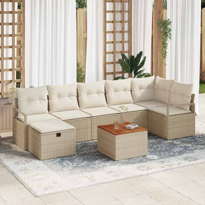 Set Divano da Giardino con cuscino 8 pcs Beige Poly Rattan - homemem39