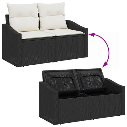 Set Divano da Giardino con cuscino 6 pcs Nero Poly Rattan | homemem39