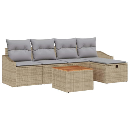 Set Divano da Giardino con cuscino 6 pcs Beige Poly Rattan - homemem39