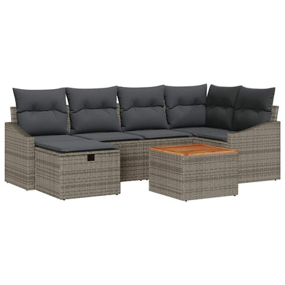 Set Divano da Giardino 7 pz Grigio Poly Rattan | homemem39