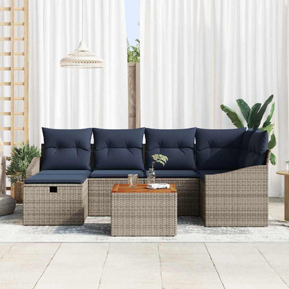 Set Divano da Giardino con cuscino 7 pcs Grigio Poly Rattan | homemem39