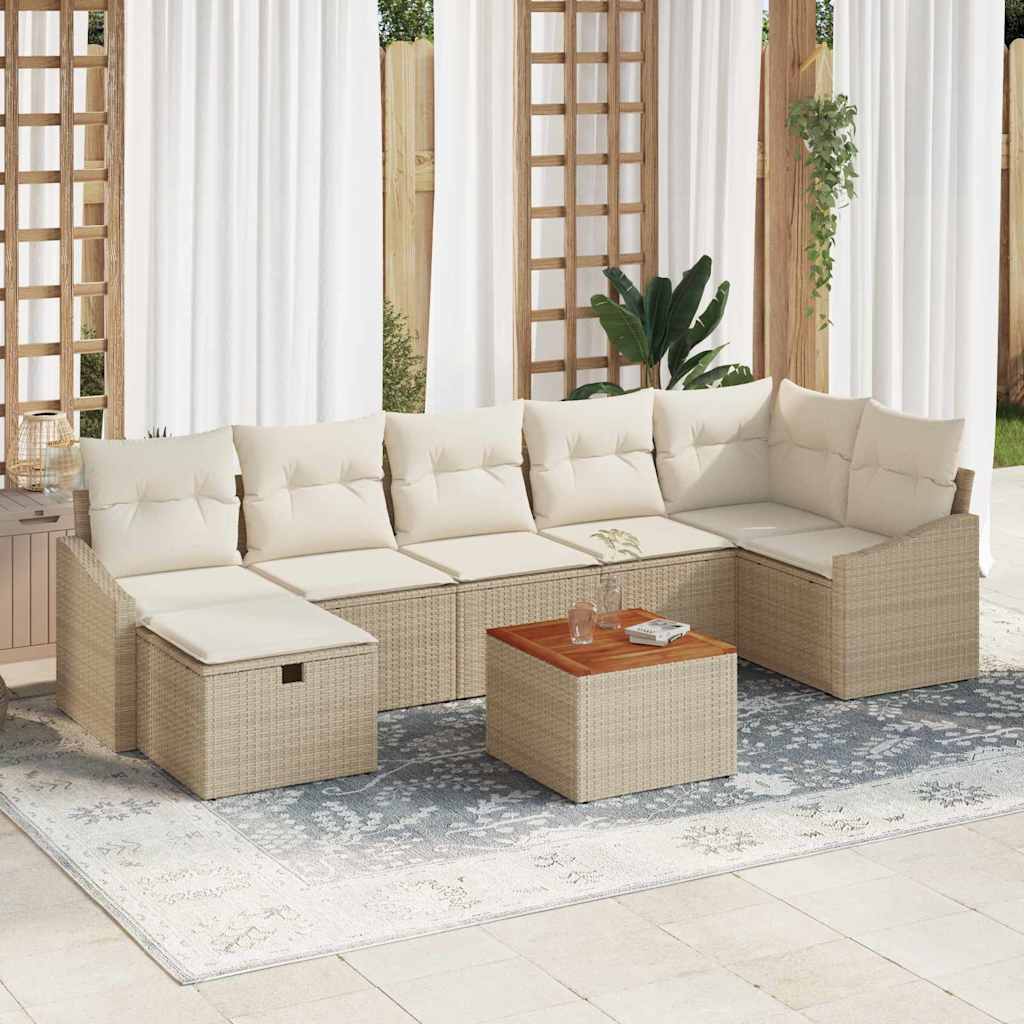 Set Divano da Giardino 8 pcs Beige Poly Rattan - homemem39