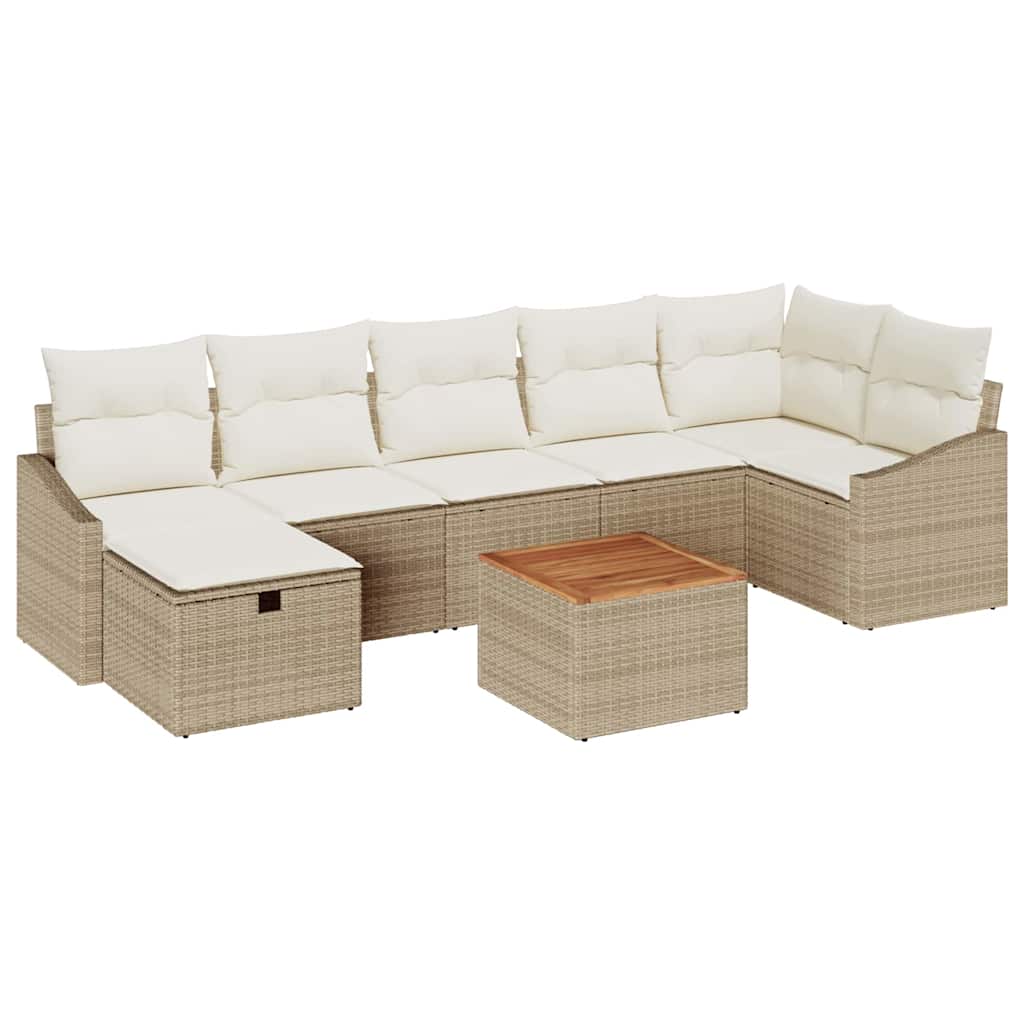 Set Divano da Giardino 8 pcs Beige Poly Rattan - homemem39