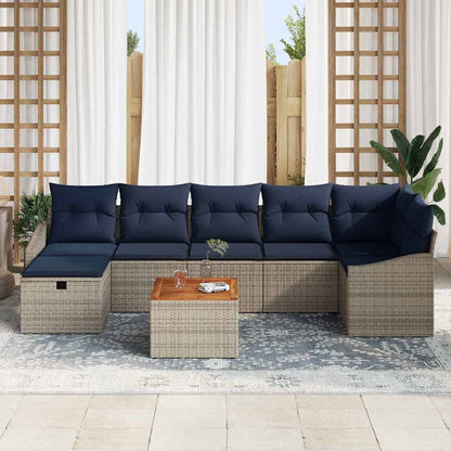 Set Divano da Giardino con cuscino 8 pcs Grigio Poly Rattan | homemem39