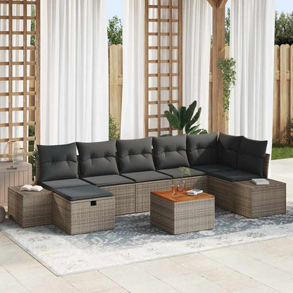 Set Divano da Giardino 8 pz Grigio Poly Rattan | homemem39
