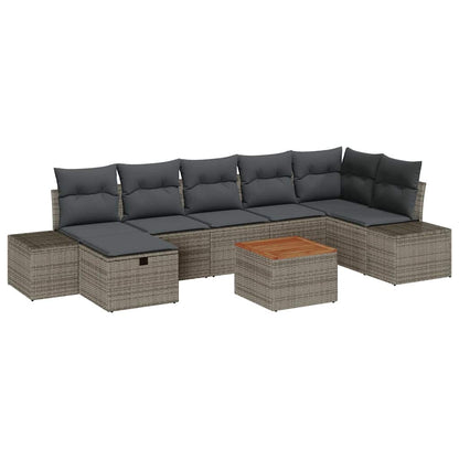 Set Divano da Giardino 8 pz Grigio Poly Rattan | homemem39