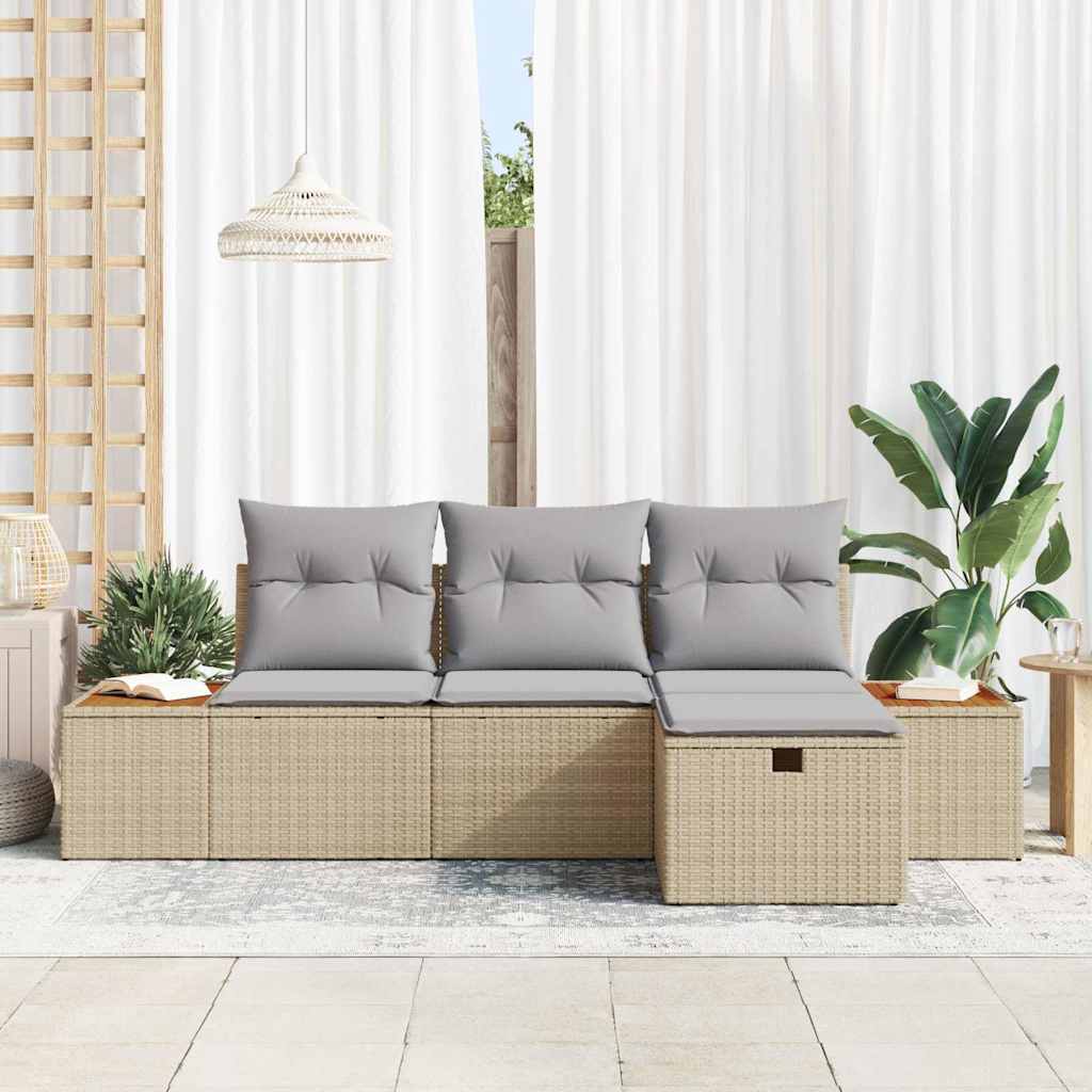Set Divano da Giardino 4 pz Beige polyrattan | homemem39