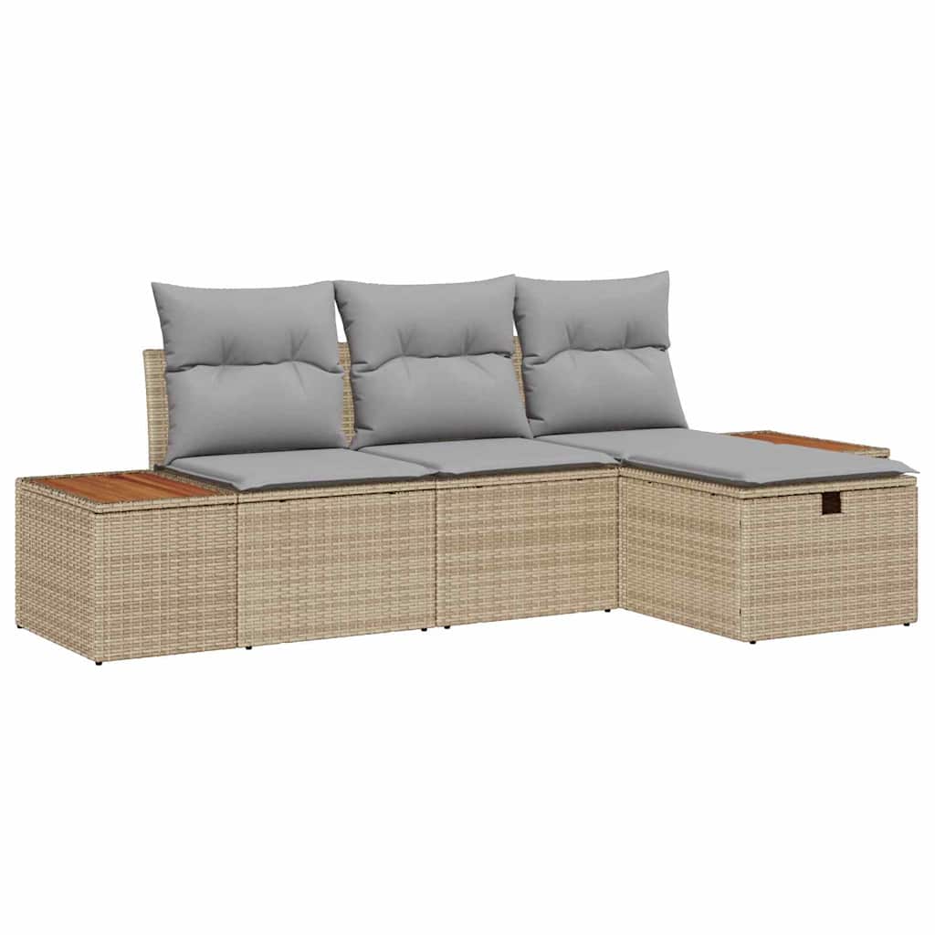 Set Divano da Giardino 4 pz Beige polyrattan | homemem39