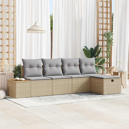 Set Divano da Giardino 6 pz Beige polyrattan